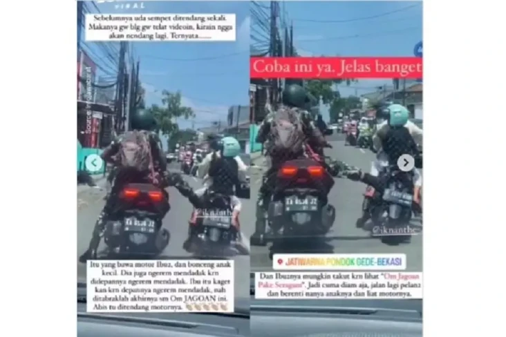 Tendang Pemotor Ibu-ibu,...