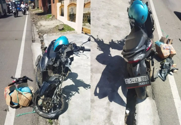 Gagal Menyalip, Pemotor...