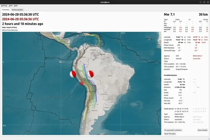 Gempa M7,1 Guncang Peru,...