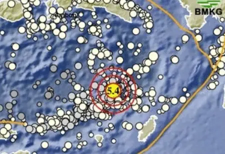 Gempa M5,4 Guncang Tanimbar,...