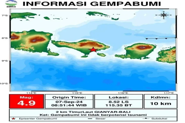 Gempa Dangkal M4,9 di...