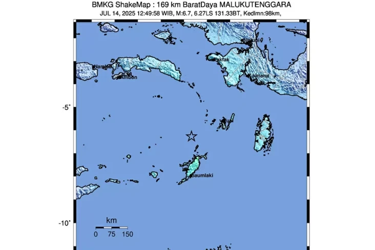 BMKG: Gempa M6,7 di...