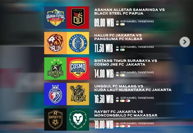 Hasil Liga Futsal Profesional:...