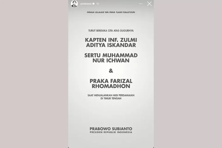 Prabowo Sampaikan Dukacita...