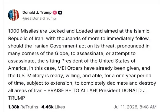 Trump Ungkap 1.000 Rudal...