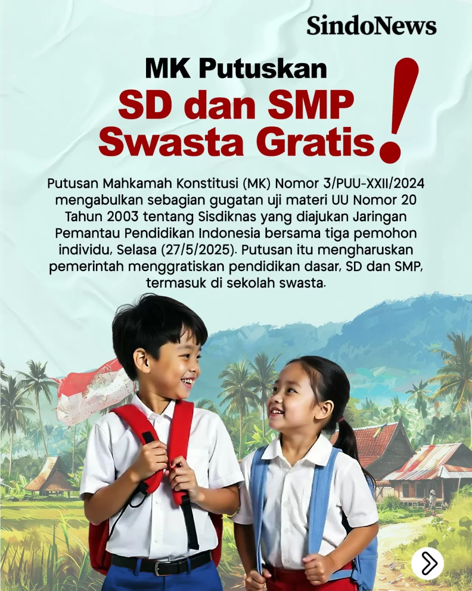 MK Putuskan SD-SMP Negeri...